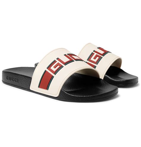 gucci slides with gucci logo|Gucci slides for men.